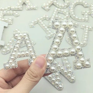 Pearl & Rhinestone Iron On Letter Patch: DIY Applique