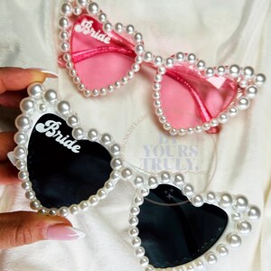 Pearl Heart Sunglasses for Bachelorette Party bride Gift, Bridesmaid ...