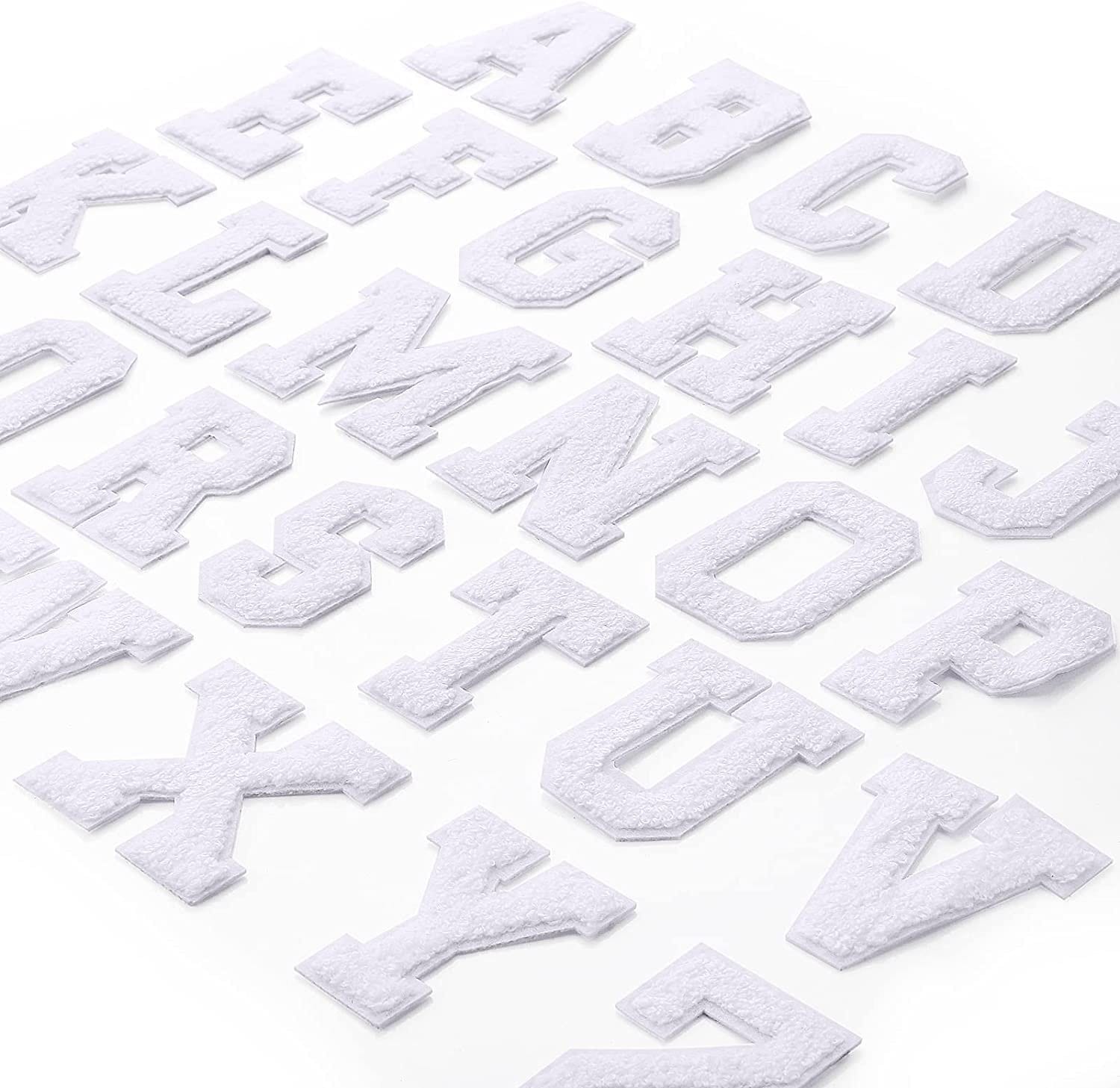 NEW White 3.12 Chenille Letters, SILVER Glitter, Varsity Letter Iron on  Patch, Diy Monogram 