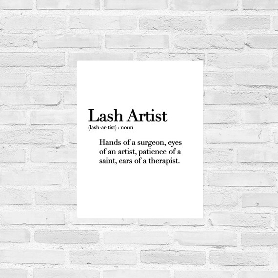 Lash Artist Definition Quote Lash Decor Poster Etsy