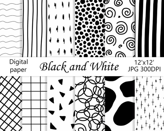 Geometric Paper Black and White Grafitti Digital Paper | Etsy