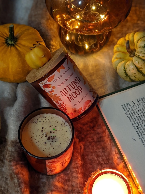 Autumn Mood, bougie automnale, pumpkin spice , thé chaï latte , bougie parfumé, bougie d'ambiance, autumn, automne