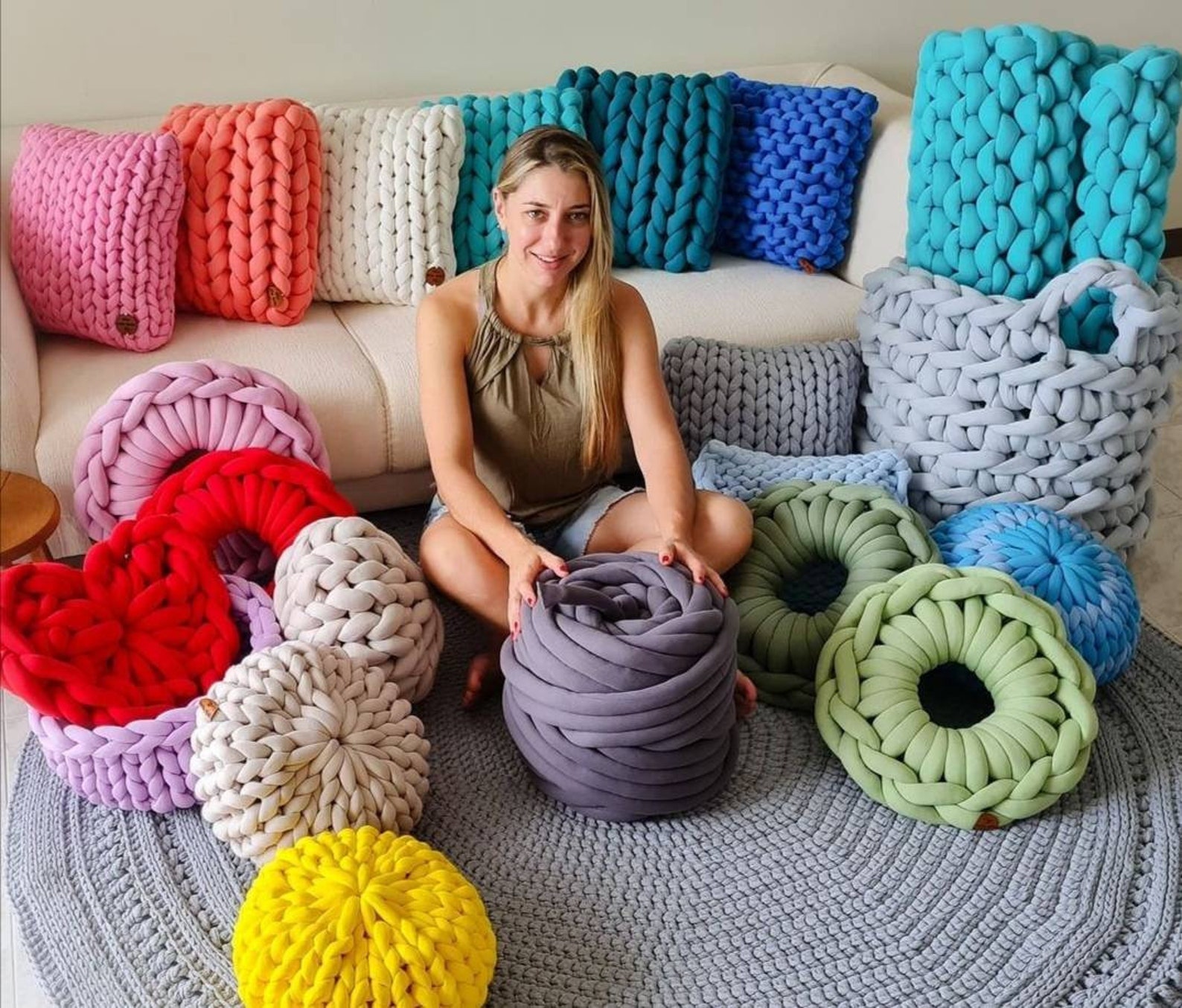 Chunky Knit yarn 1kg Thick yarn Jumbo yarn Tube yarn Puffy Etsy