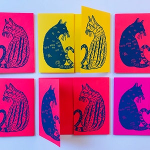 Love Cats Block Printed Valentines Day Card // Gatefold image 2