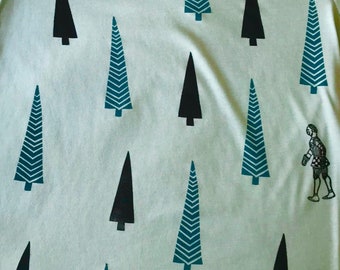 Knight Life Forest Block Printed T-Shirt Teal Light // Unisex Small