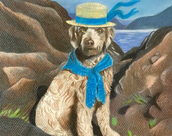 Ritratto personalizzato di un animale domestico in vari supporti su carta // 9" x 12"
