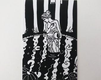 Night Garden // Linocut Postcard