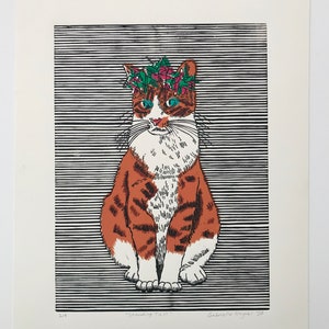 Standing Tall - Impurrfect Linocat Print