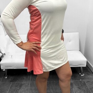 2 pc set Pickleball Golf Tennis Running Skort and Top Cream and Salmon Tennis Skort Sports Skirt & Top