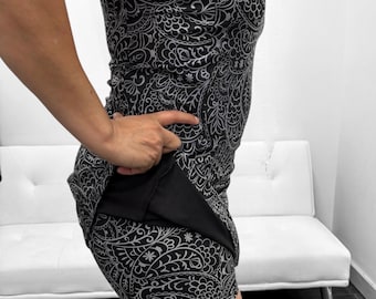 2pc set Pickleball Golf Tennis Running Skort Black Paisley Print Set Tennis Skort Sports Skirt