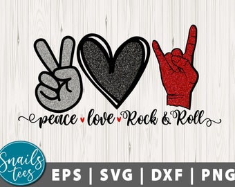 Peace Love Rock Roll Etsy