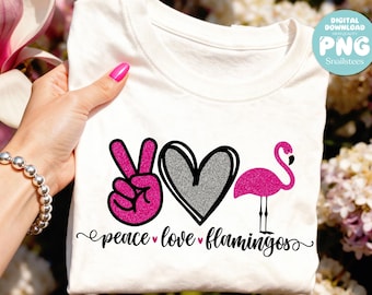 Peace Love flamingo Svg Png dxf Sublimation digital download flamingo Glitter pink png Design flamingo Clipart Png digital printable design