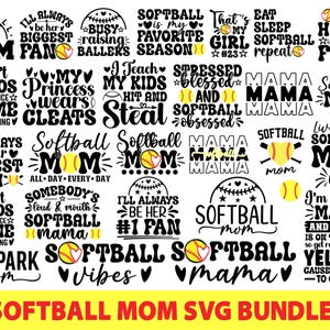 Softball Mom SVG Bundle, jemandes lauter Mund Softball Mama Svg Png, Softball Mama Lebensmugs svg, Softball Shirt svg, Sport Mama Cut File Cricut