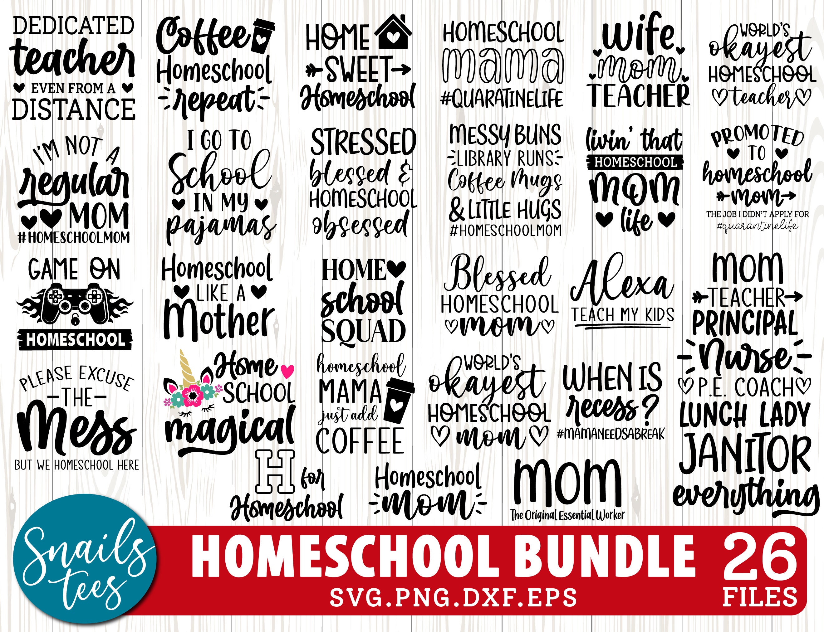 Homeschool Svg Bundle Dxf Eps Png Back to School Svg Mom Svg - Etsy
