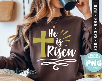 Ha resucitado Pascua cristiana png, png floral, png boho, png del día de la resurrección, png de pincelada, sublimación de Pascua dtf, png floral abstracto