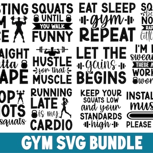Workout / Fitnessstudio x52 SVG-Bundle, Motivations-Svg, Cardio-Zitat, Fitness-Motivation-Svg, Sport-Shirt-Svg, Übung kommerzielle Nutzung, Schnittdatei Cricut