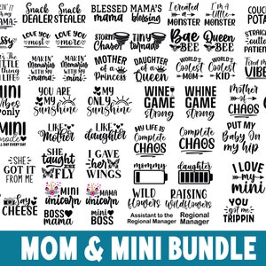 Madre Hija Diseños a juego SVG Paquete Png, Mamá y Mini Paquete, Diseño a juego Mamá Hijo Hija, Silueta Cricut, Diseños de sublimación