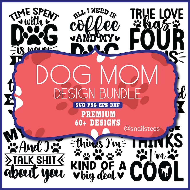 Dog Mom PNG Bundle, Dog Mama Sublimation Clipart, Lover Quotes, Funny ...