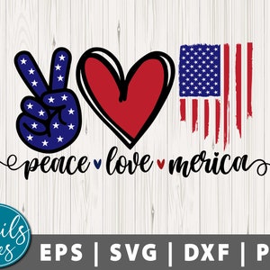 平和 愛 アメリカ SVG PNG EPS DXF 米国旗昇華デザイン アメリカ PNG 退役軍人の日 愛国心 DTG 印刷 デジタルダウンロードファイル Cricut