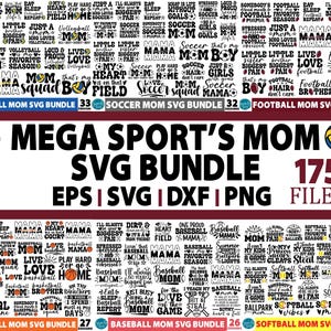 MEGA Moederdag Svg-bundel, 320+ Sport Mom SVG, Momlife, voetbal, volleybal, basketbal, softbal, voetbal, honkbal, tennis, sport SVG