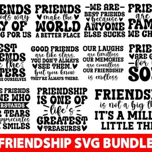 Pacote Svg de amizade, Svg de amizade, Svg de melhores amigos, Svg de amigos, Svg de amigos engraçados, Arquivo de corte Svg de citações de amizade Silhueta Cricut