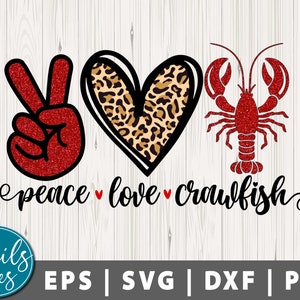 Peace Love Crawfish Svg Png Eps Dxf Love Crawfish Svg Png Crawfish Svg Mardi Gras Svg Crawfish Boil Digital Download Cut File Cricut Cameo