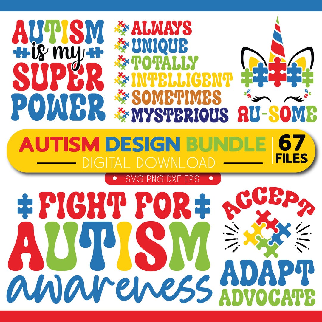 67 Autism Svg,autism Awareness PNG Bundle,digital Download,t-shirt ...