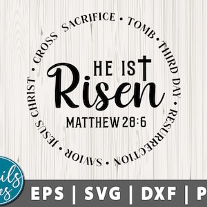 Él es Risen Svg png dxf eps Christian svg Tumba vacía Svg Dios Salvador Svg Bible Verse Svg Jesus Resurrection Cut File Cricut Cameo silueta