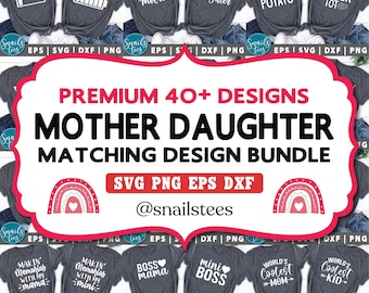 Mutter Tochter passende SVG Bundle, Retro Mama Mini Designs (digitaler Download)