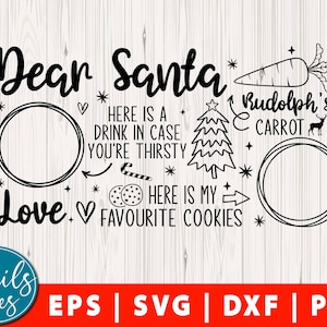 Caro Babbo Natale Biscotti E Latte Svg Eps Png Dxf Buon Natale Svg Doodle Vassoio Svg carota svg Vacanze Babbo Natale Svg tagliare file Cameo Cricut