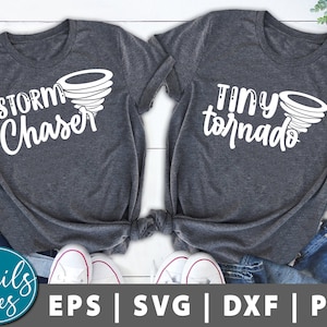 Storm Chaser / Tiny Tornado SVG png Dxf mama y mini svg Mother Daughter Mom Baby Matching Shirts sublimación Digital cut file Cricut Cameo
