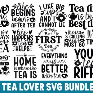 Pacote SVG de chá, presente para amantes de chá, SVG de chá, SVG de citação de chá, SVG de chá engraçado, SVG de xícara de chá, mas primeiro SVG de chá, SVG de camisa de chá, Silhueta SVG Cricut