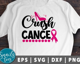 Crush Cancer SVG Png Breast Cancer Awareness Svg Fight Cancer, Pink Ribbon SVG Cancer Survivor svg Breast Cancer cut file Cricut Silhouette