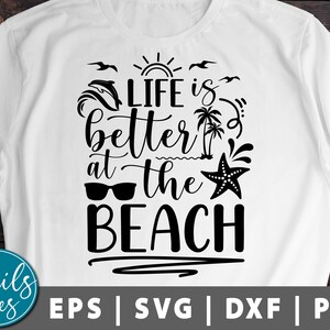 La vida es mejor en la playa svg Png dxf Playa Svg Citas Verano Svg Playa svg Vacaciones Svg Starfish Beach Diciendo Corte Archivo Cricut silueta