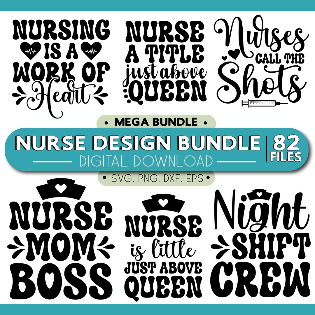 82+ Designs,mega Bundle, Nurse SVG Bundle, Png Bundle, (digital ...