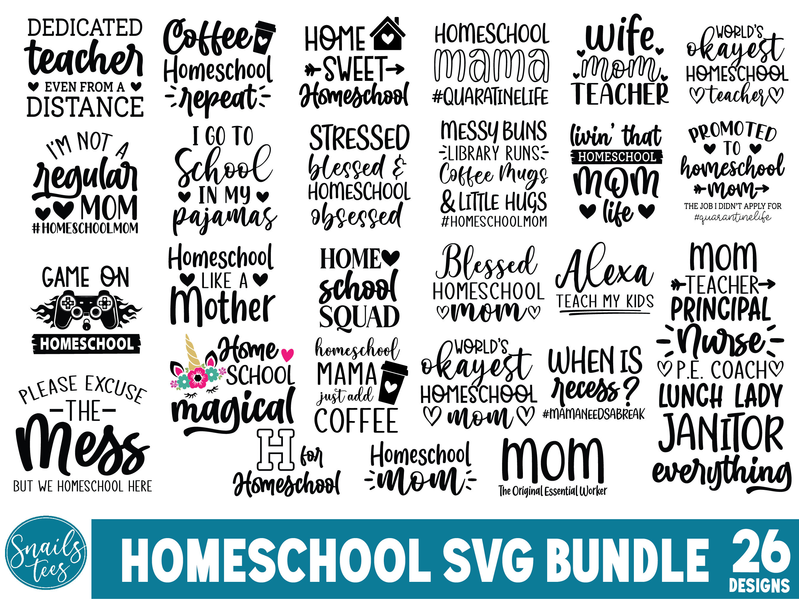 Homeschool Svg Bundle, Homeschool Mom Svg, Homeschool Saying Svg, Kids Homeschool Saying, Funny Kids Svg, Homeschool Teacher Svg, Cricut