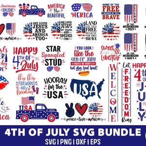 4th of July Mega Bundle, 30+ Designs, Patriotic Svg, Independence day svg, USA Flag Svg, America Svg, July 4th, cut file Cricut Silhouette
