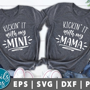 Pateándolo con mi mini / mamá SVG Png Dxf madre hija a juego camisas svg mamá bebé imprimible clipart archivo corte digital Cricut Silhouette
