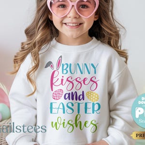 Bunny kisses Easter wishes png, Svg, easter png, easter doodles png, retro easter png, bunny coquette, floral bunny png, bunny png, spring