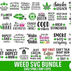 Weed svg Bundle, Marijuana svg, Weedblatt svg, Weed Zitate svg, Cannabis svg, Stoner svg, gute Vibes svg, Schnittdateien für Cricut Silhouette