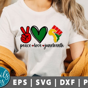 Frieden Liebe Juneteenth SVG, Black Power SVG, Black Life SVG, schwarze Frau SVG, Freedom Day SVG, Afrika SVG, Cricut Silhouette