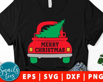 Christmas truck Svg Eps Dxf Png Christmas svg Christmas truck back svg Santa svg tree svg winter Cut Files for Cricut Cameo  and Silhouette