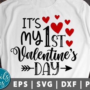 Mon 1er Valentines Day Svg 1er Valentine’s Day Outfit Svg 1er Valentine’s Svg First Valentines Day Digital Télécharger Cricut Cameo Silhouette