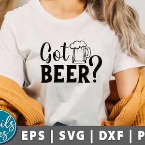 May include: White t-shirt with black text that reads "Got Beer?" and a graphic of a beer mug.