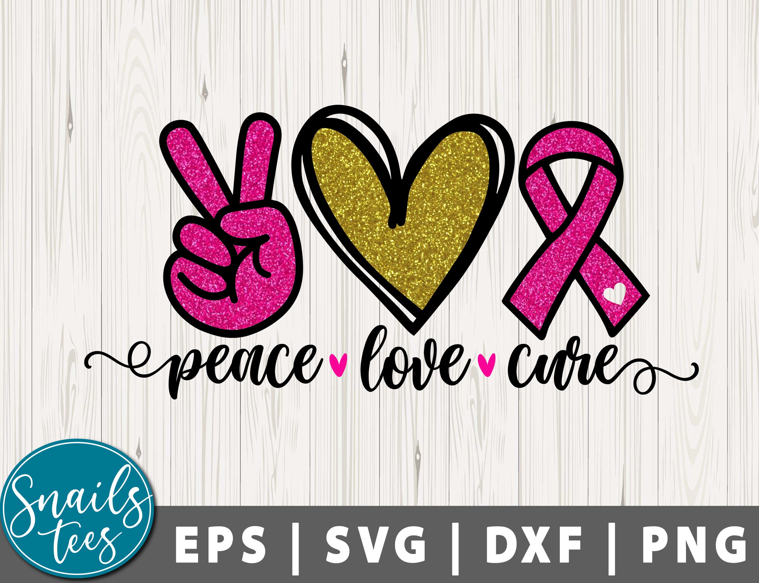 Peace Love Cure Svg Eps Dxf Png Peace Love Svg Cancer - Etsy