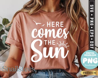Here comes the sun boho hippie png, summer png, floral png sublimation, distressed png, boho png, daisy png, beach png, dtf, sunshine png