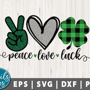 Vrede liefde St.Patrick's Day Luck Svg Png Clover Sublimation Png Four Leaf Clover PNG St.Patrick's Day Digital Download File for Cricut Cameo