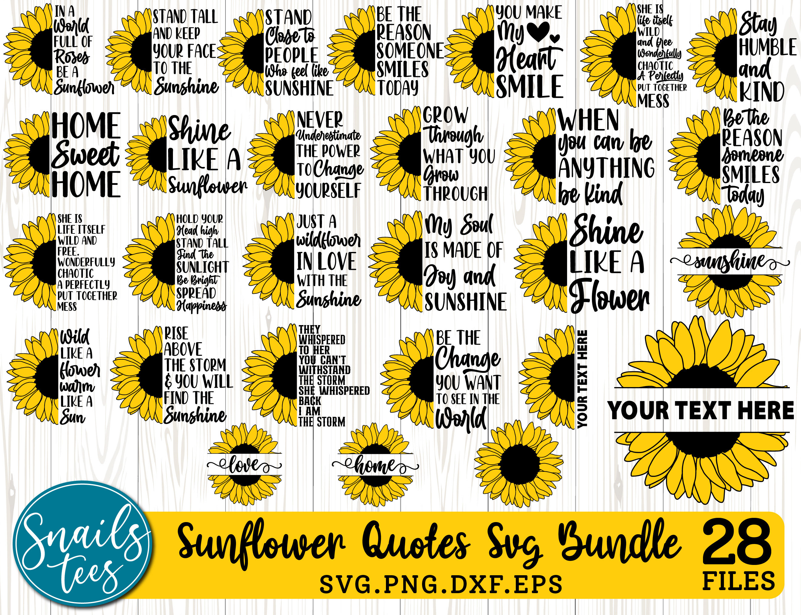 Sunflower Quotes SVG Bundle Sublimation Png Sunshine SVG - Etsy