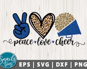 Peace love cheer Svg Png Dxf Eps Cheer Sublimation Sublimation design Cheer svg Cheerleading Sublimation Digital Download Cut File Cricut
