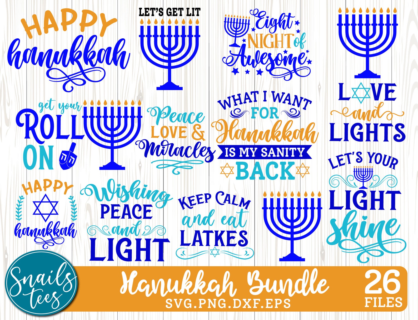 Hanukkah Bundle Svg Eps Dxf Png Chanukah Jewish Hanukah SVG | Etsy